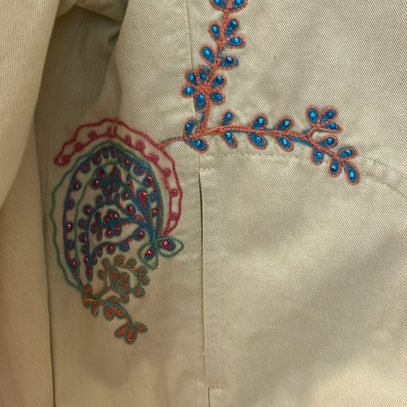 Coldwater Creek lime colored long sleeved jacket with beaded designs. Size PS. - Picture 4 of 11